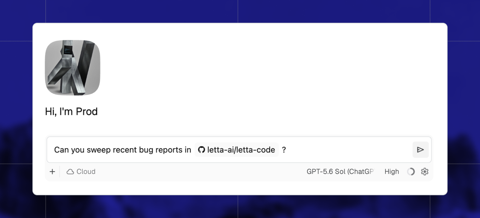 Asking a Letta agent to work on a GitHub repository from chat.letta.com