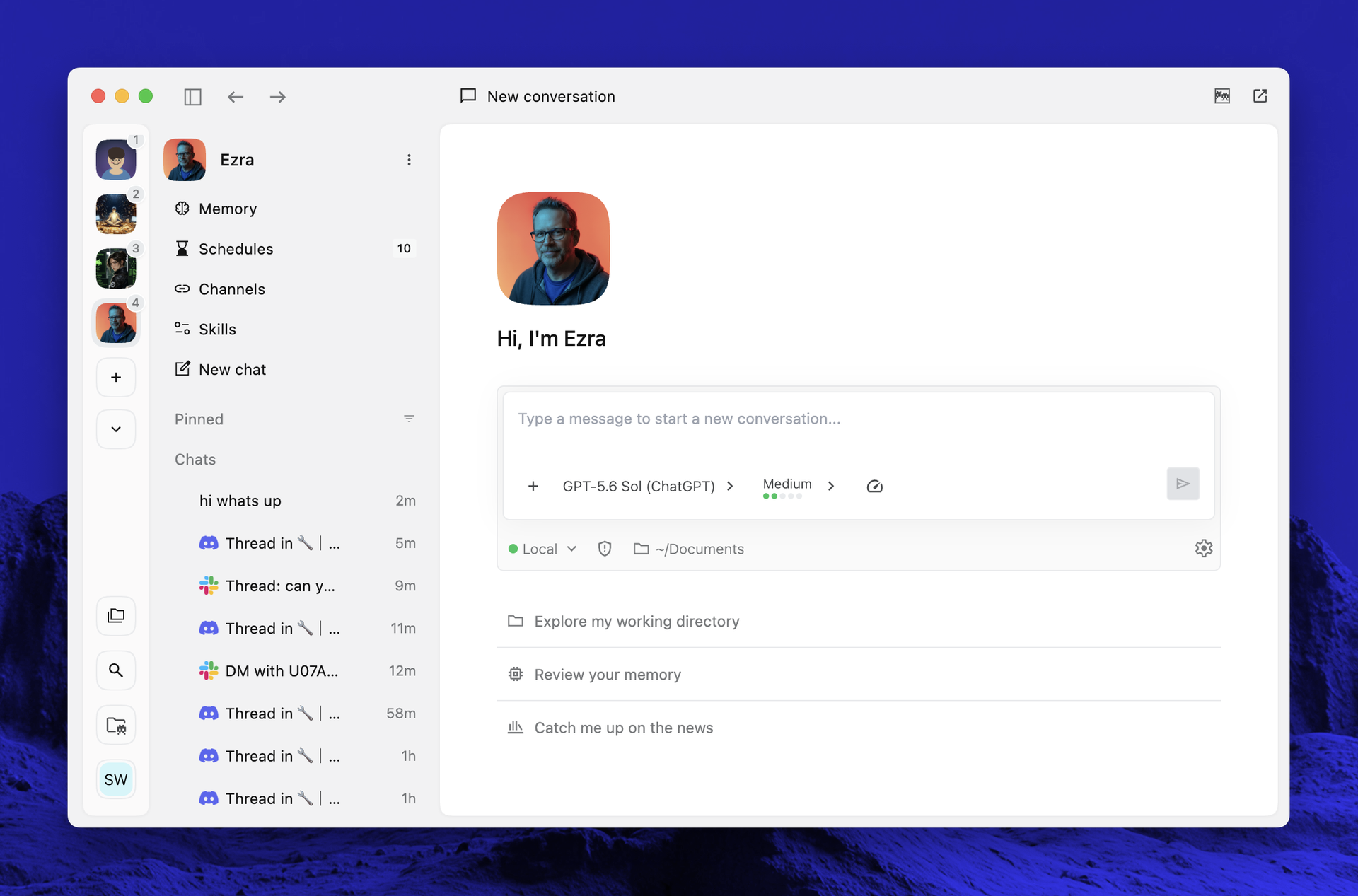 Chatting with an agent in the Letta app