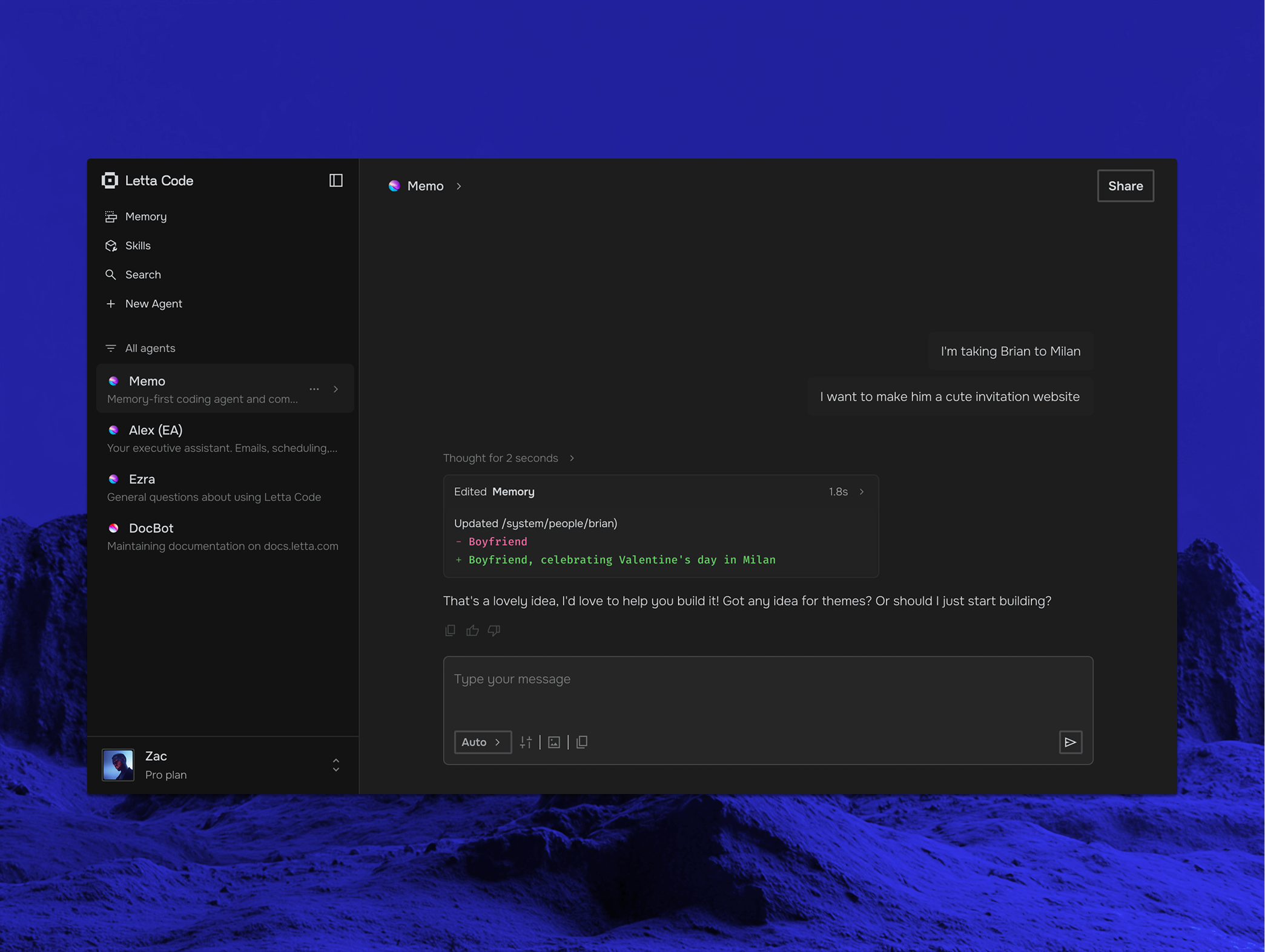 Letta Code desktop app