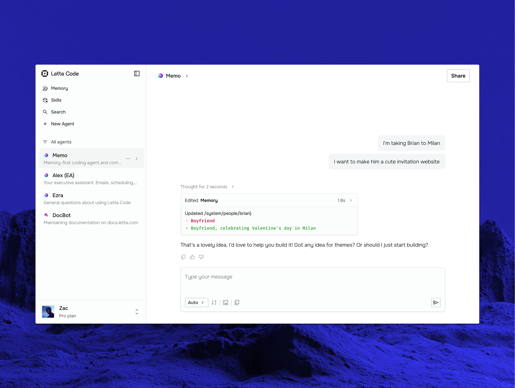 Letta Code desktop app