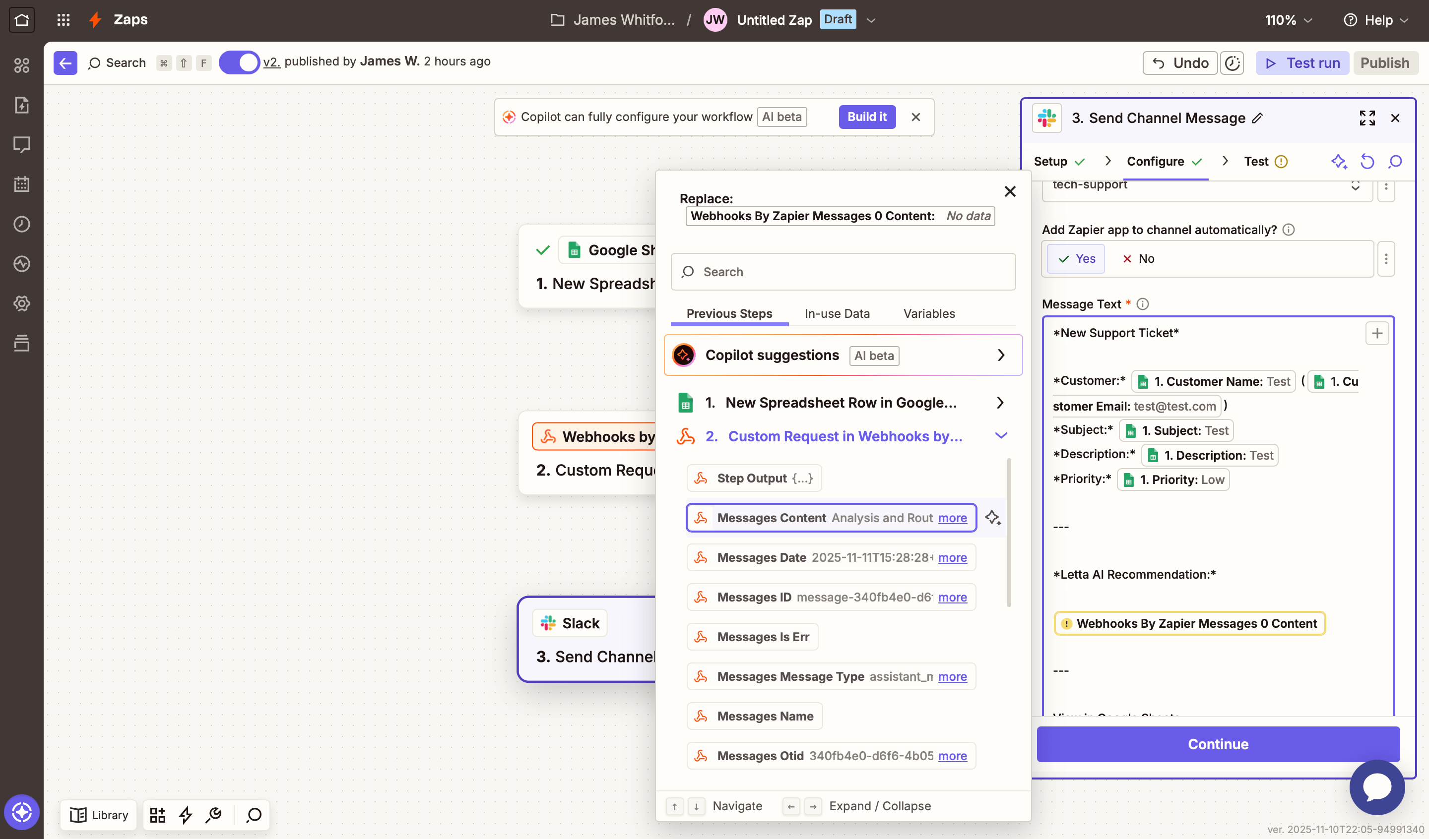 Slack Message Configuration