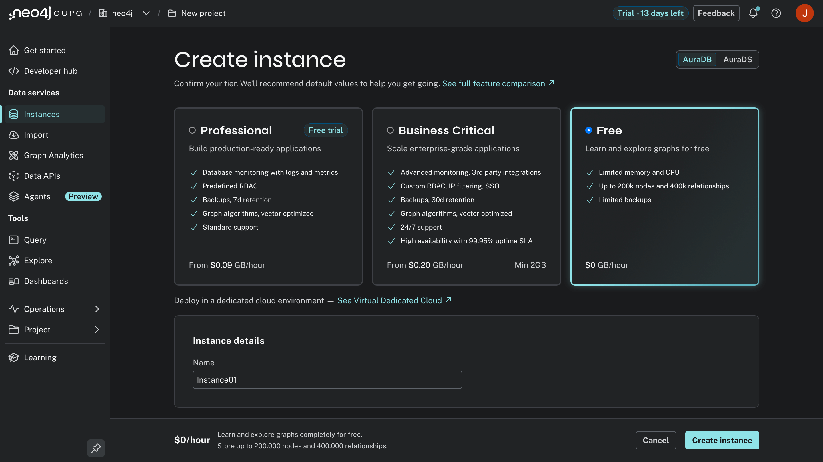 Create Neo4j Instance
