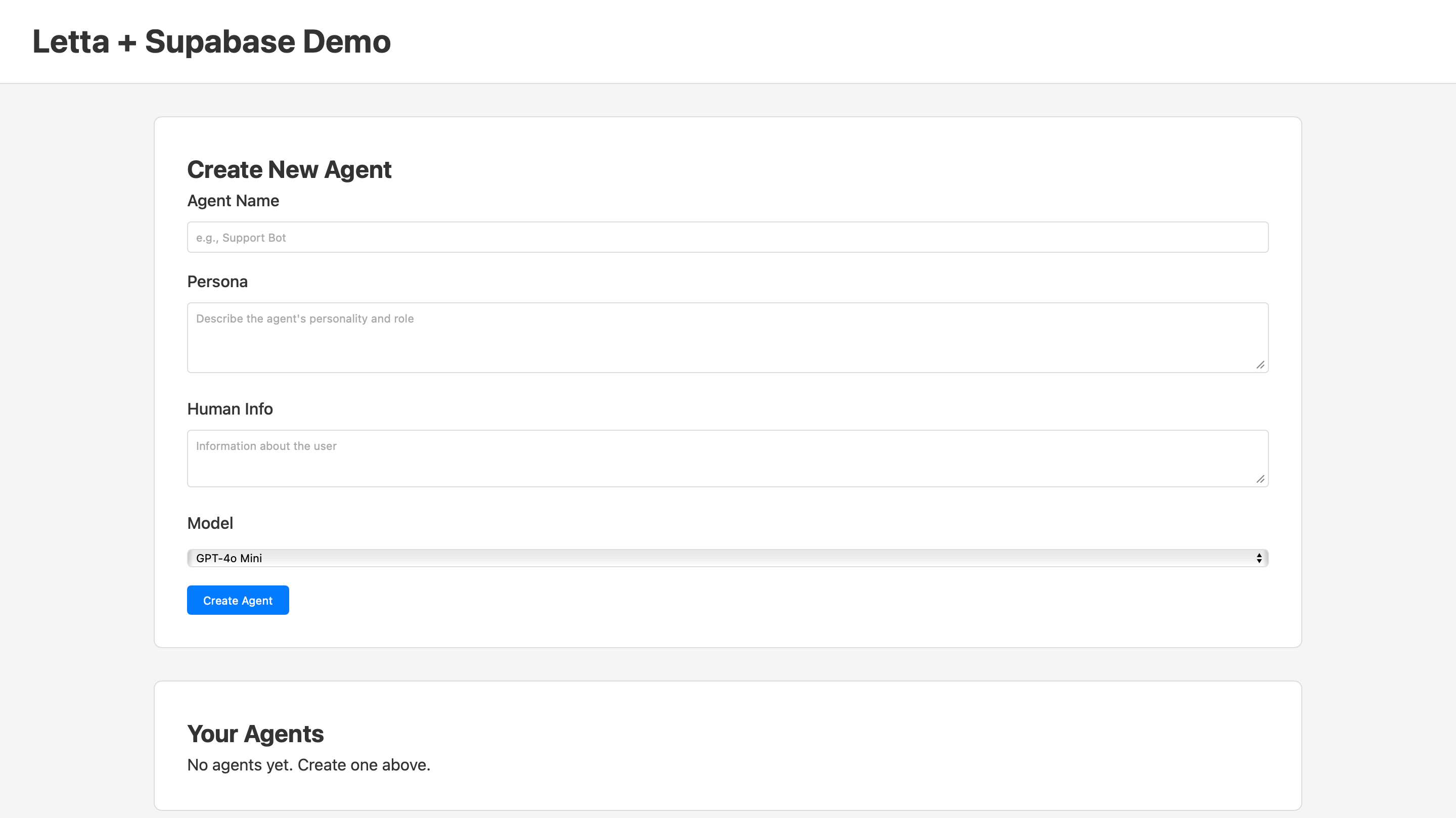 Letta Supabase chat application